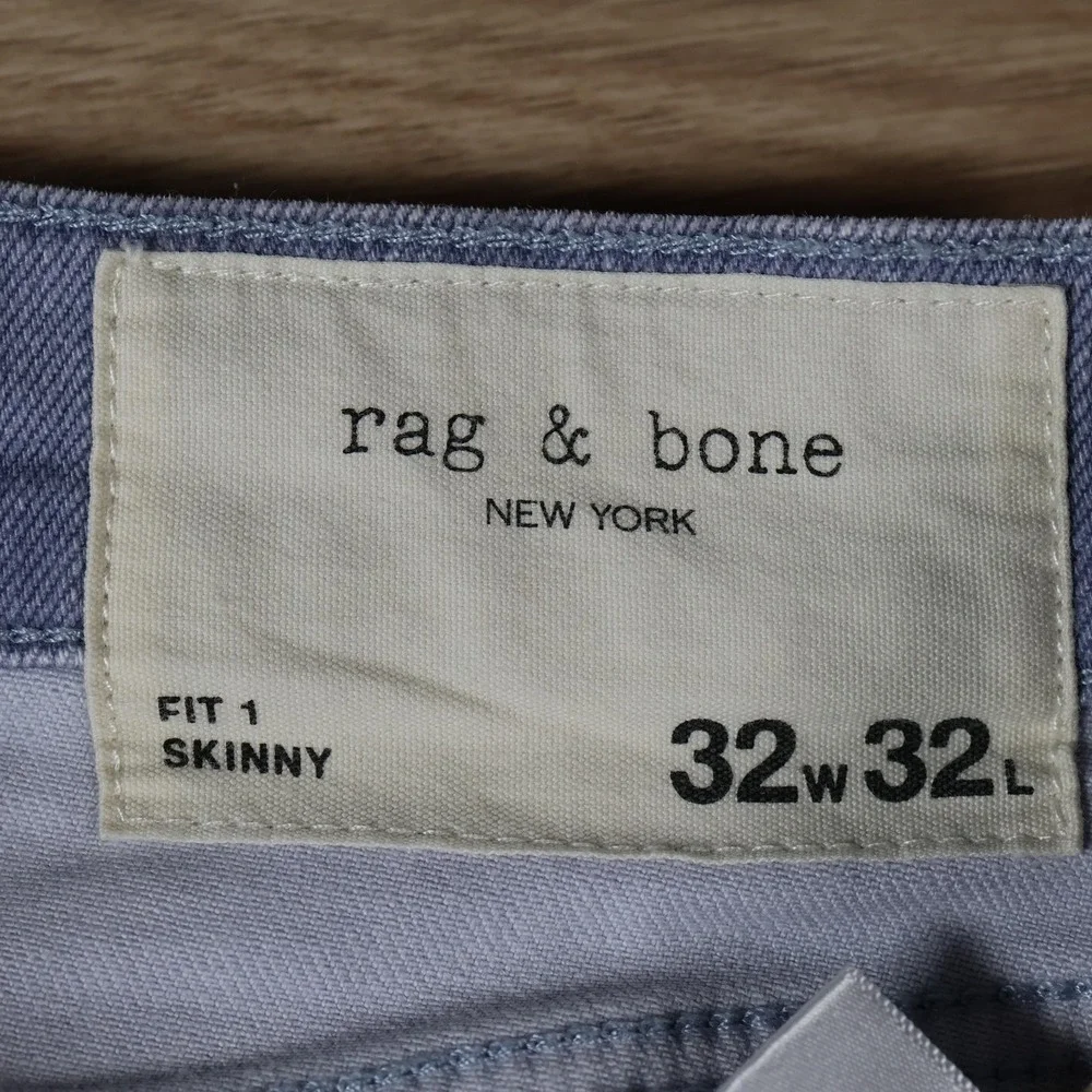 Rag & Bone Jeans Mens 32x32 French Blue Fit 1 Skinny Acid Wash Stretch Slim